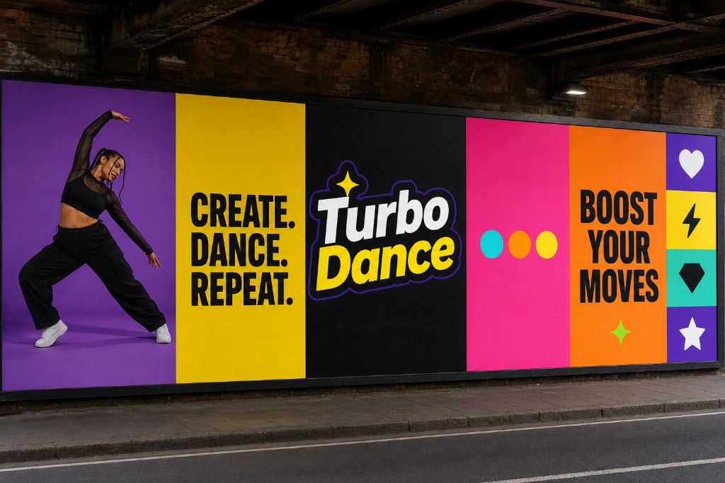 Turbodance billboard — Create. Dance. Repeat. Boost your moves.